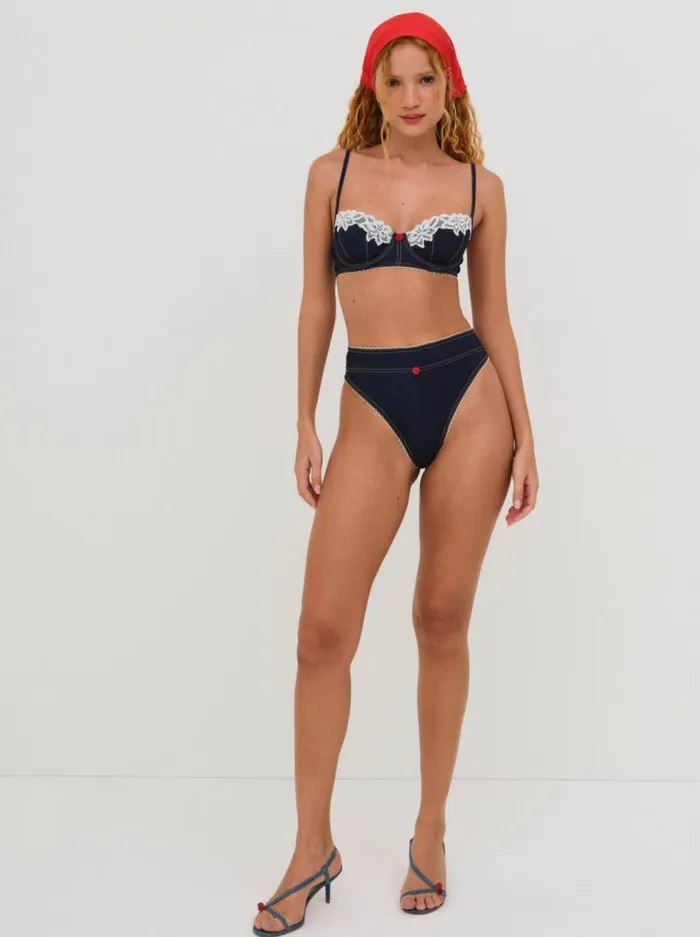 For Love and Lemons Lingerie Iris High Waisted Panty Blue 8211 Women