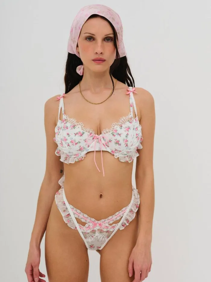 For Love and Lemons Lingerie Robin Thong Panty White 8211 Women