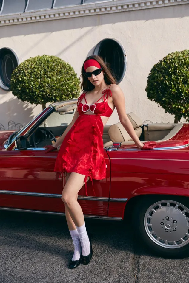 For Love and Lemons Lingerie Velma Slip Dress Red 8211 Women