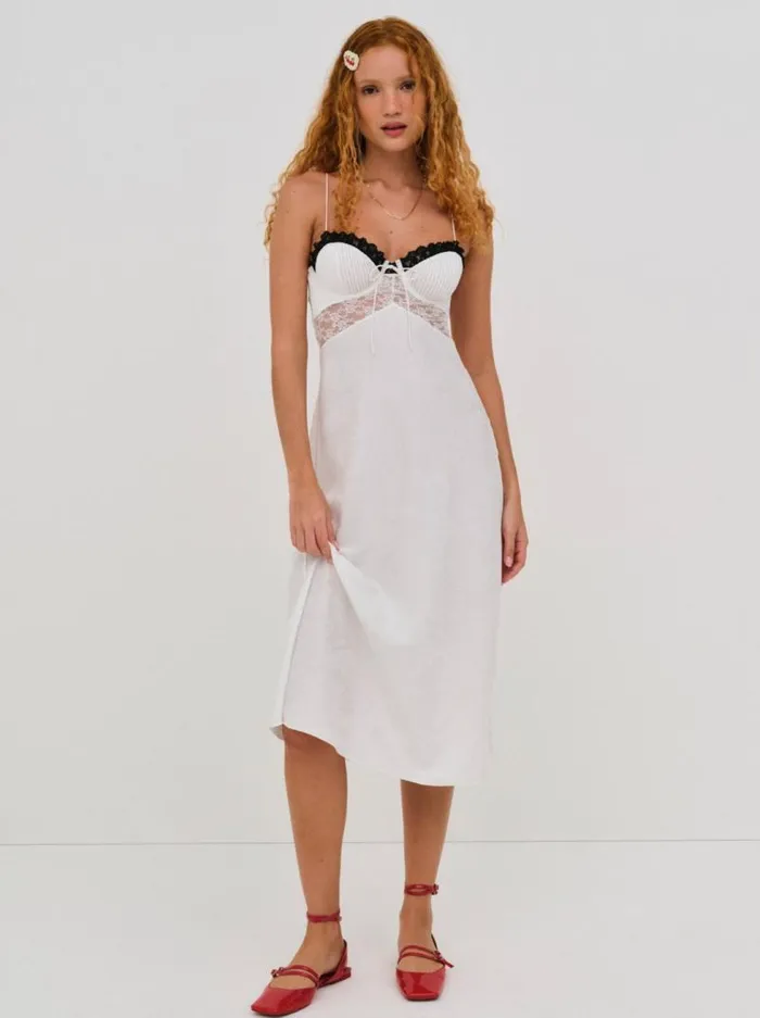 For Love and Lemons Lingerie Whitney Midi Slip Dress White 8211 Women