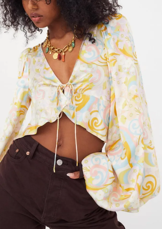 For Love and Lemons Tops Marcia Crop Top Yellow 8211 Women