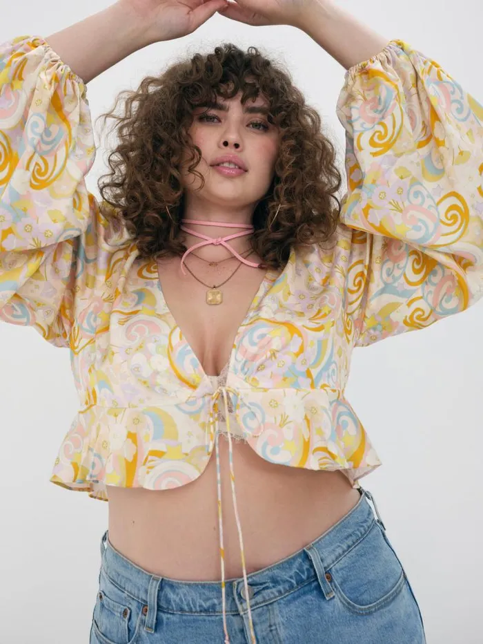 For Love and Lemons Tops Marcia Crop Top Yellow 8211 Women For Love and Lemons Tops Marcia Crop Top Yellow 8211 Women