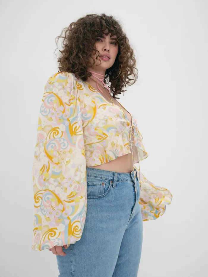 For Love and Lemons Tops Marcia Crop Top Yellow 8211 Women For Love and Lemons Tops Marcia Crop Top Yellow 8211 Women