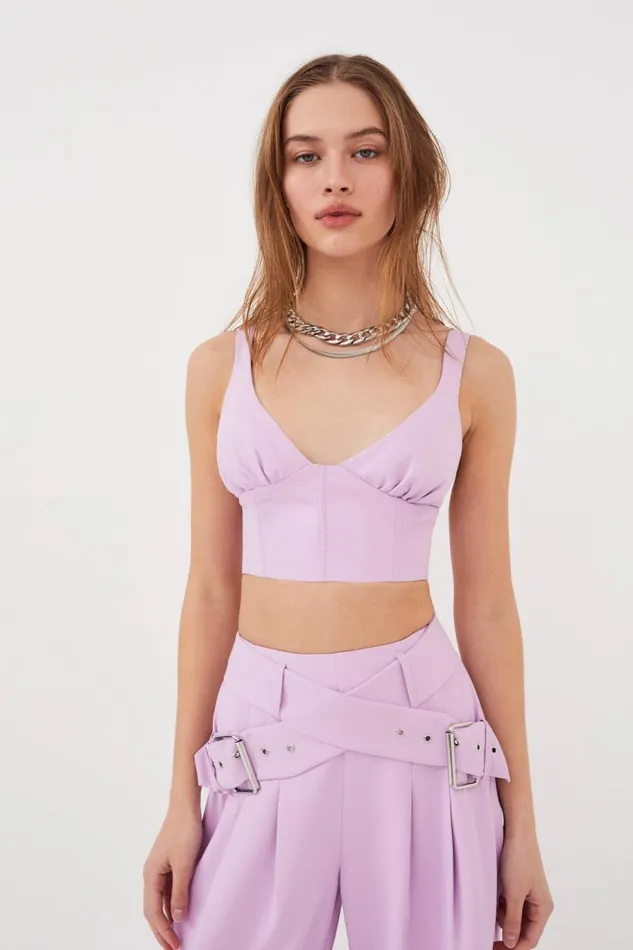 For Love and Lemons Tops Natasha Crop Top Purple 8211 Women