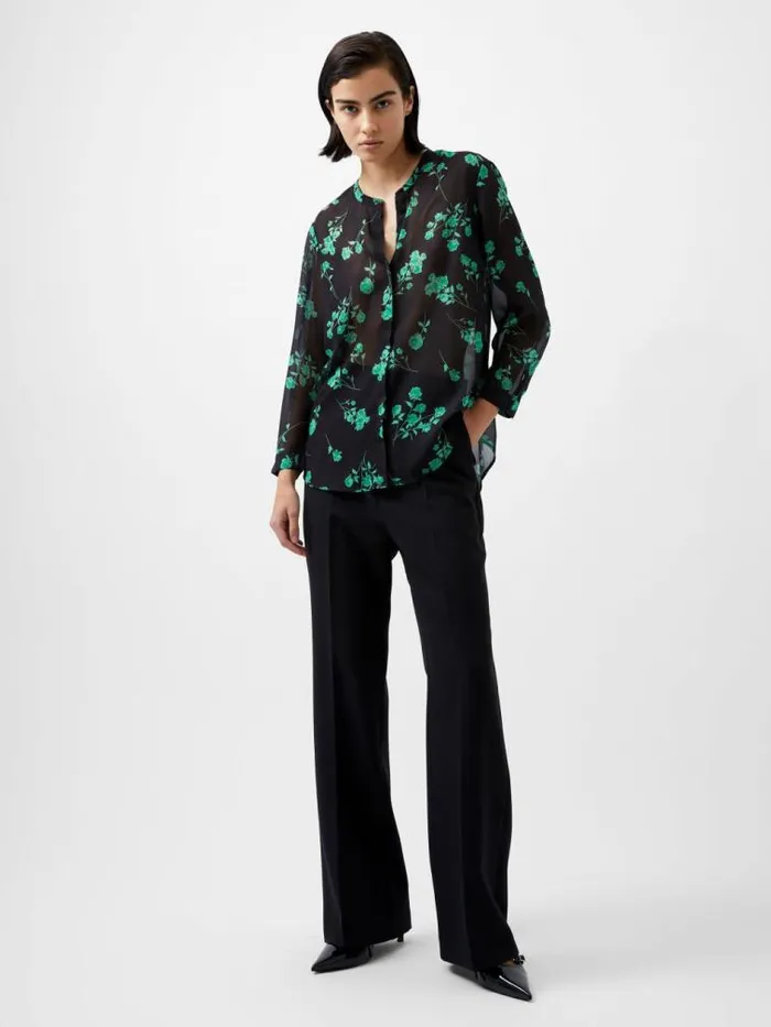 French Connection Alessandra Recycled Long Sleeve Shirt Blackoutminted Grn Women Tops French Connection Alessandra Recycled Long Sleeve Shirt Blackoutminted Grn Women Tops