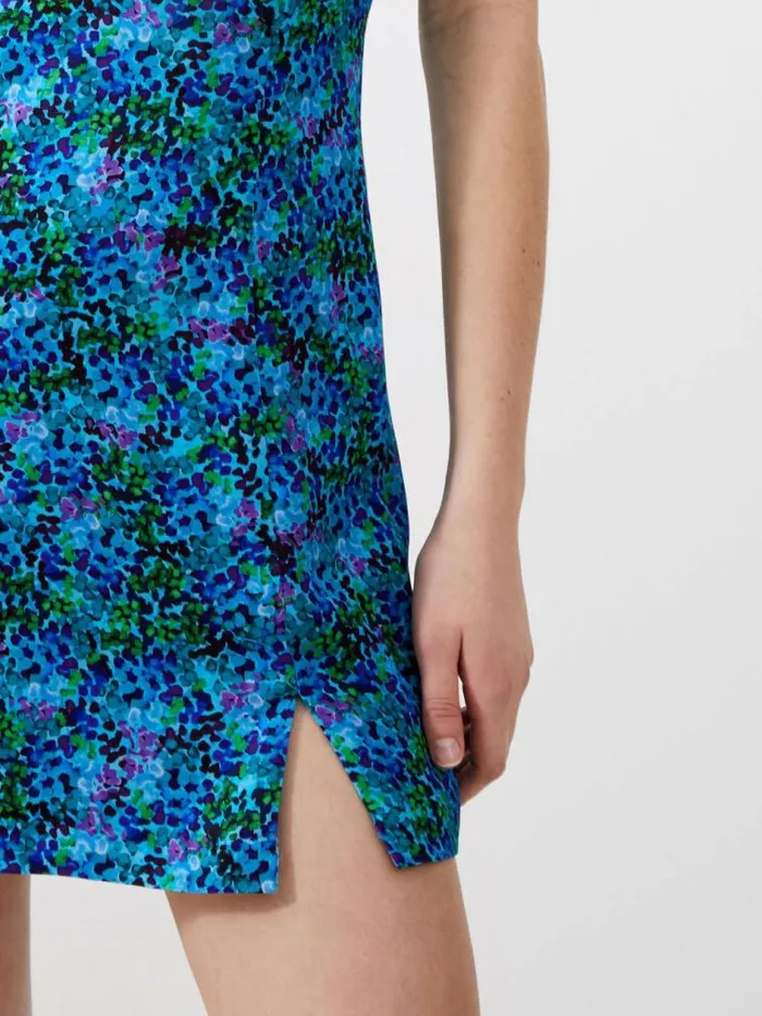 French Connection Andrea Ennis Eco Satin Slip Mini Dress Cloisonne Women Dresses