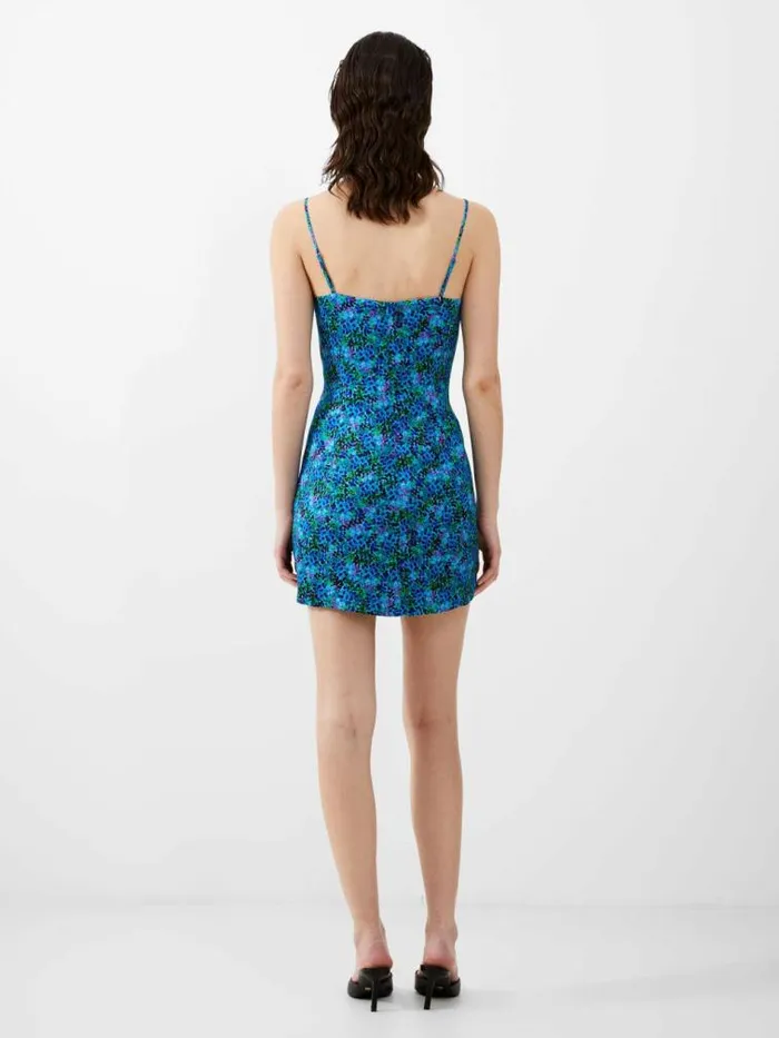 French Connection Andrea Ennis Eco Satin Slip Mini Dress Cloisonne Women Dresses