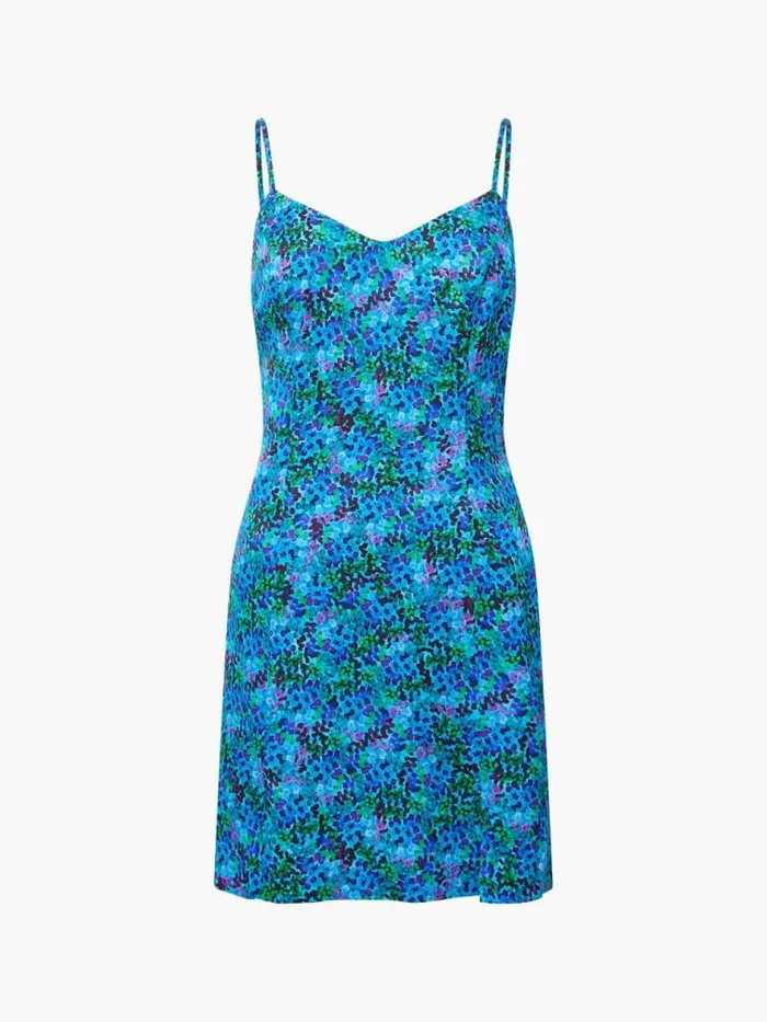 French Connection Andrea Ennis Eco Satin Slip Mini Dress Cloisonne Women Dresses