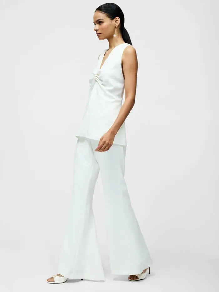 French Connection Arlette Sleeveless V Neck Top Summer White Women Tops