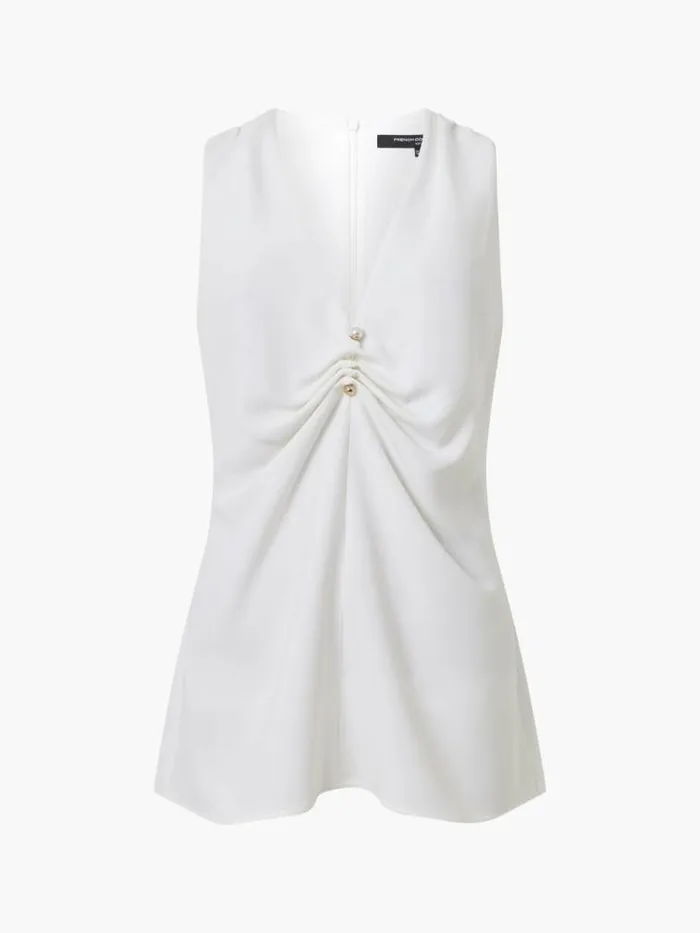 French Connection Arlette Sleeveless V Neck Top Summer White Women Tops