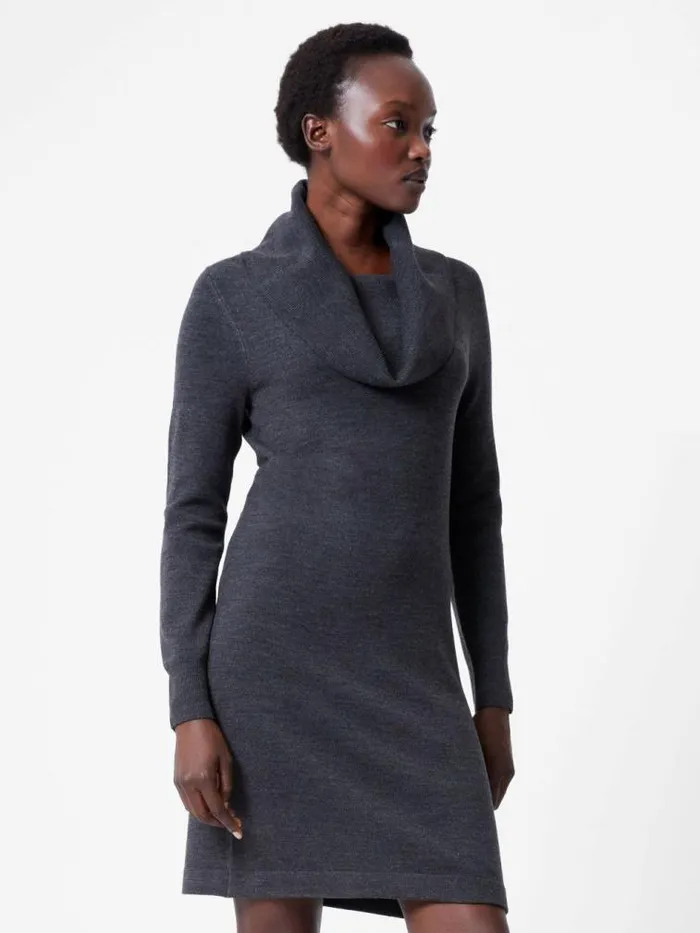 French Connection Babysoft Cowl Neck Knit Dress Charcoal Women Dresses