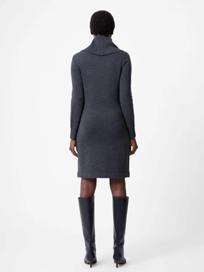 French Connection Babysoft Cowl Neck Knit Dress Charcoal Women Dresses