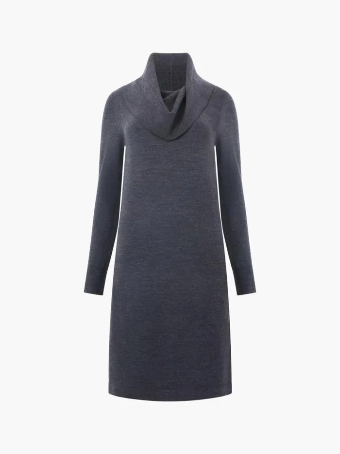 French Connection Babysoft Cowl Neck Knit Dress Charcoal Women Dresses