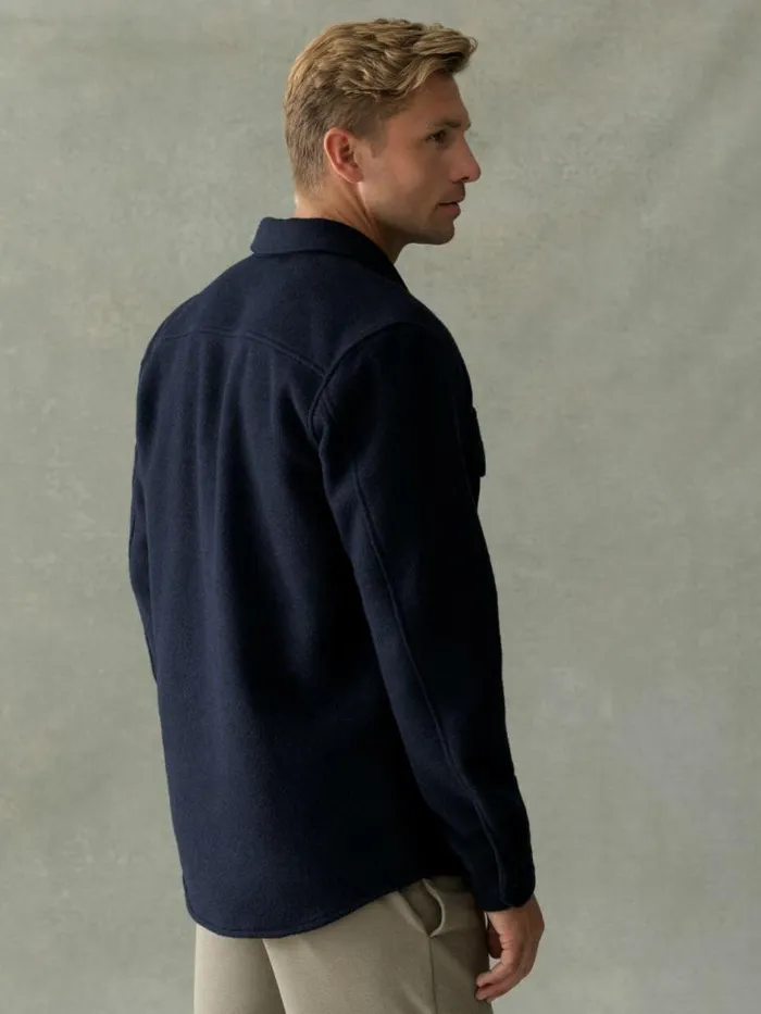 French Connection Brushed Overshirt Marine Men Coats and Jackets