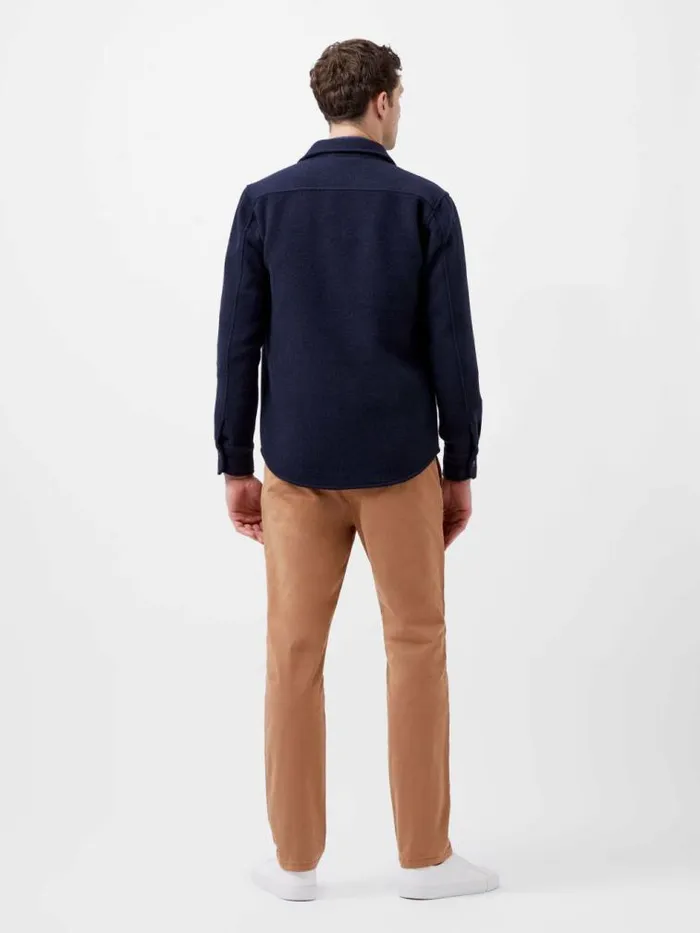 French Connection Brushed Overshirt Marine Men Coats and Jackets