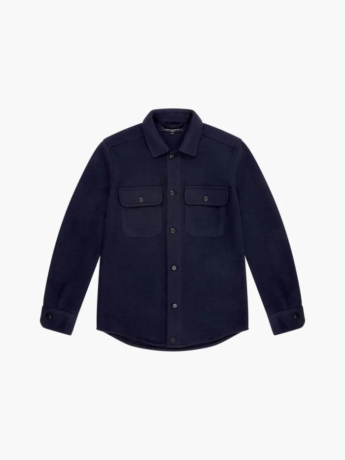 French Connection Brushed Overshirt Marine Men Coats and Jackets