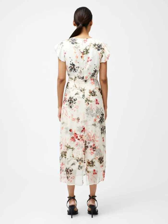 French Connection Candice Satin Georgette Overlay Dress Creamscarlet Red Multi Women Dresses
