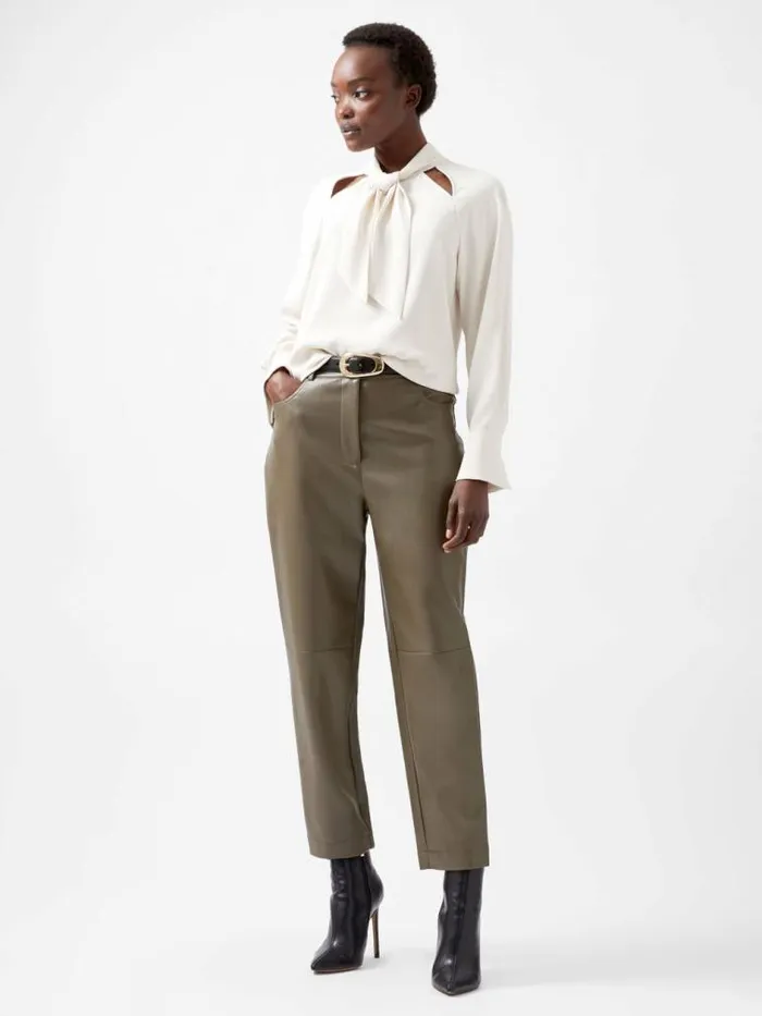 French Connection Carmen Recycled Crepe Tie Blouse Classic Cream Women Tops