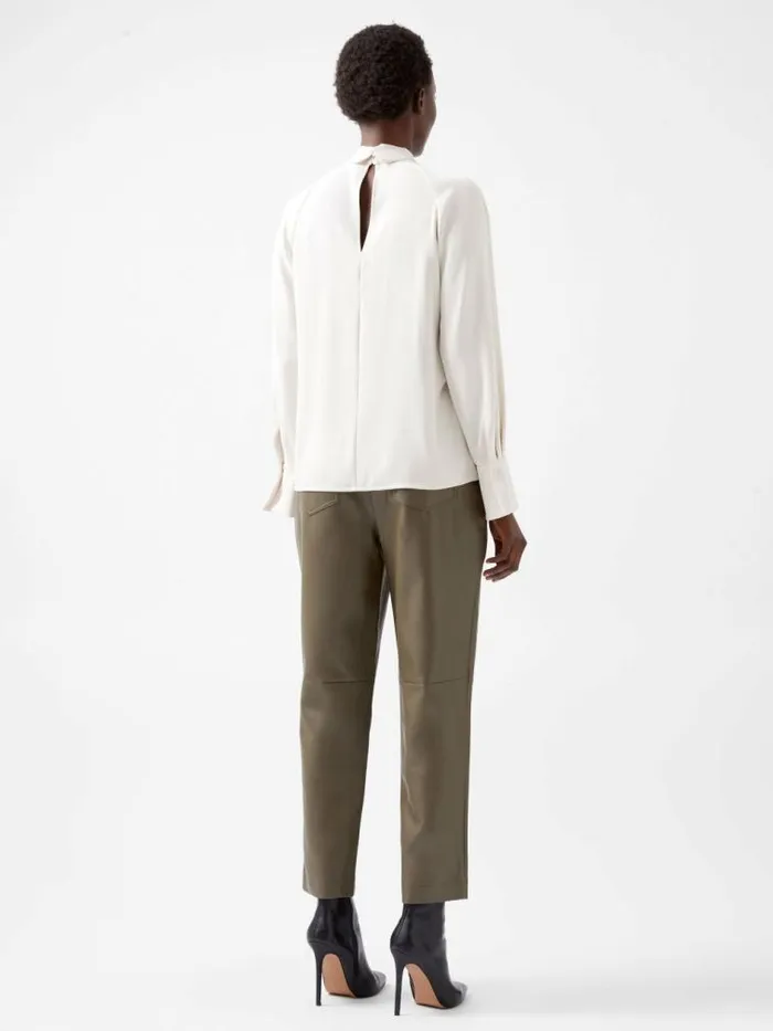 French Connection Carmen Recycled Crepe Tie Blouse Classic Cream Women Tops