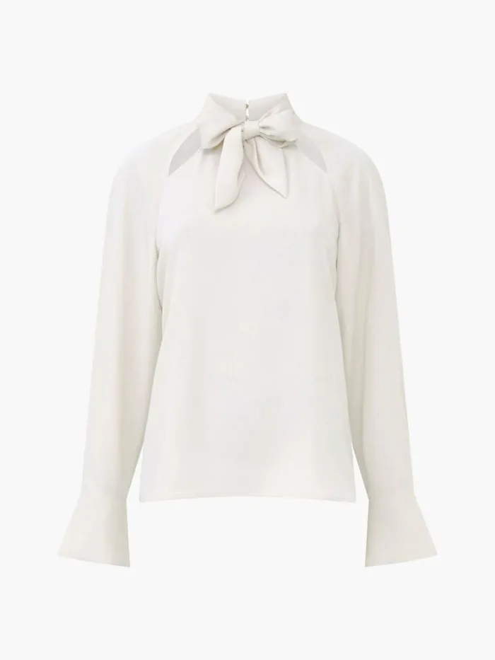 French Connection Carmen Recycled Crepe Tie Blouse Classic Cream Women Tops