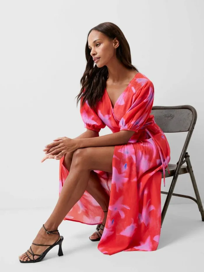 French Connection Christy Eco Delphine Maxi Dress Raspberry Soraurora Women Dresses
