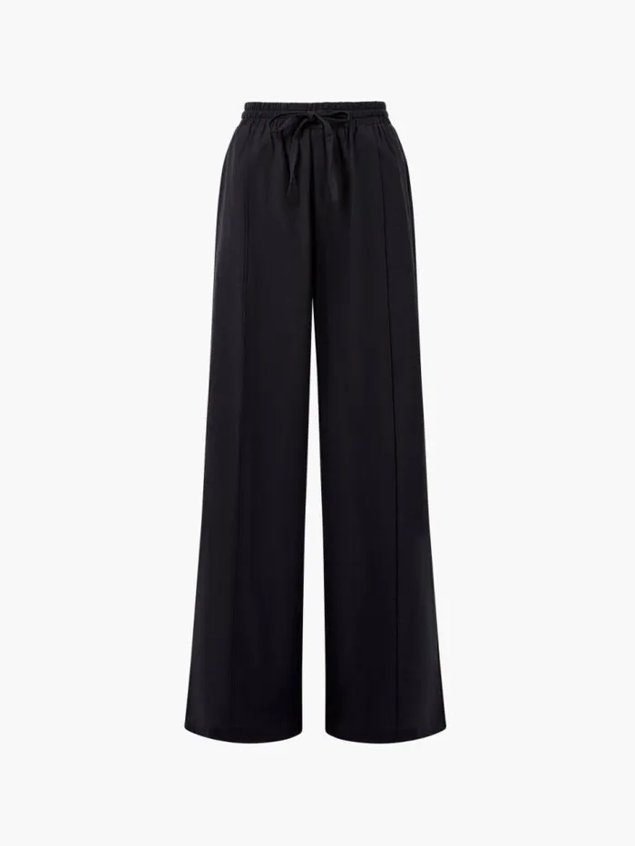 French Connection Clare Linen Blend Wide Leg Trousers Black Women Trousers