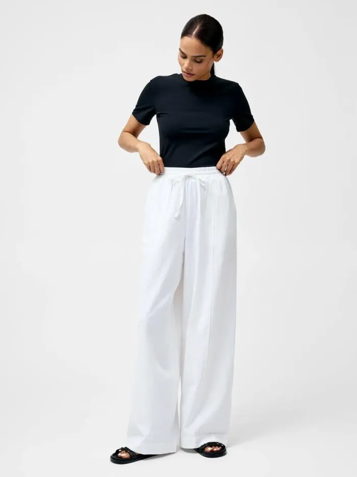 French Connection Clare Linen Blend Wide Leg Trousers Linen White Women Trousers French Connection Clare Linen Blend Wide Leg Trousers Linen White Women Trousers