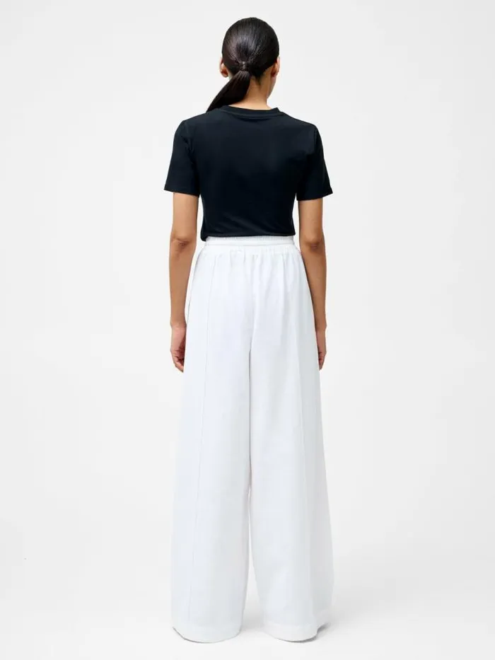 French Connection Clare Linen Blend Wide Leg Trousers Linen White Women Trousers