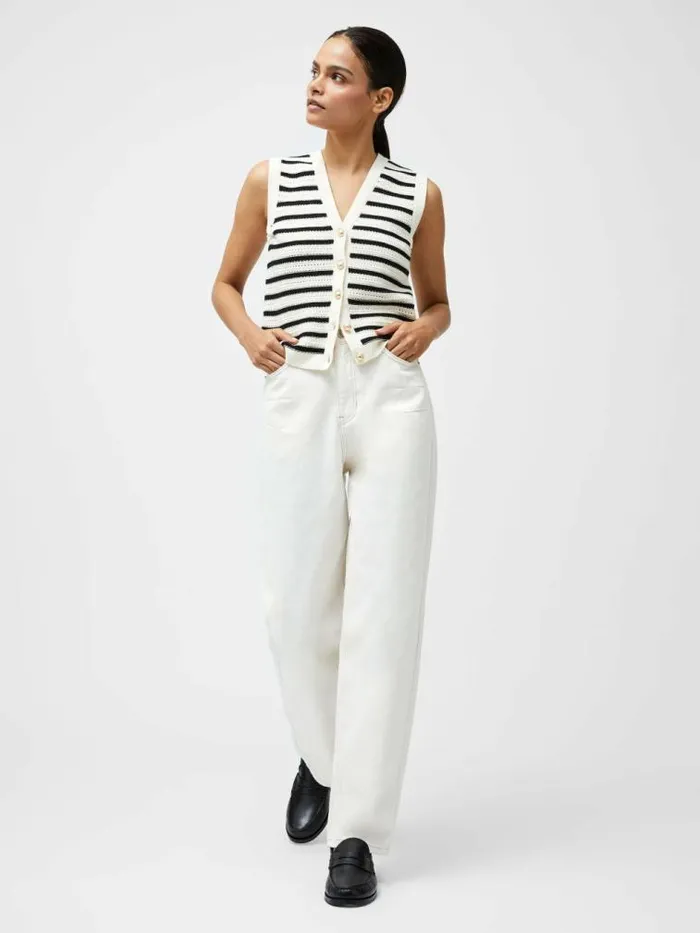 French Connection Dallas Denim Barrel Leg Jeans Summer Ecru Women Trousers