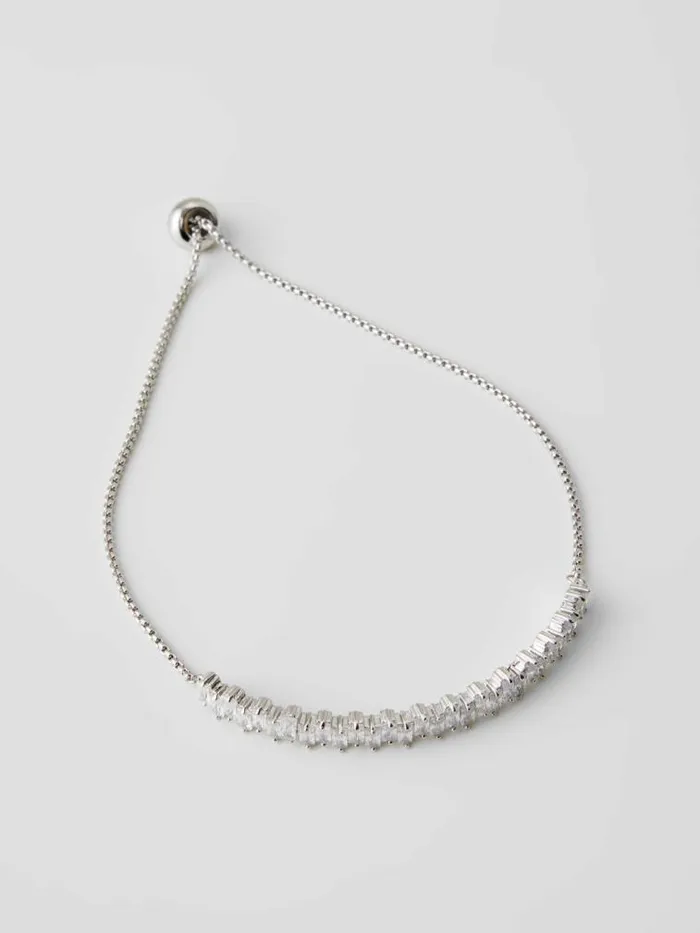 French Connection Delicate Rectangular Diamante Bracelet Silverdiamante Women Jewellery