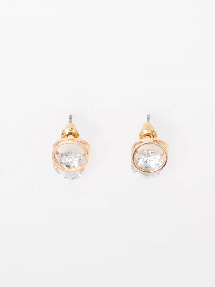 French Connection Diamante Huggie Stud Earrings Gold Women Jewellery
