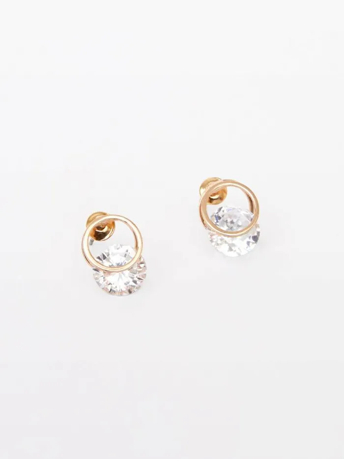 French Connection Diamante Huggie Stud Earrings Gold Women Jewellery