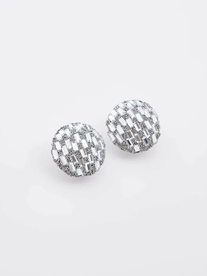 French Connection Disco Ball Stud Earrings Silver Women Jewellery