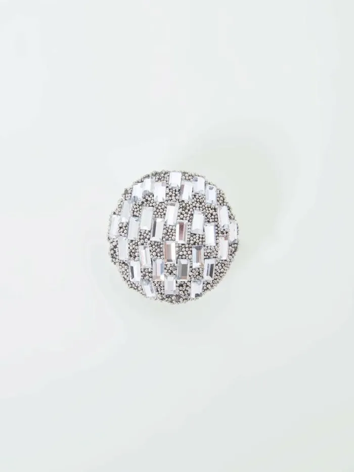 French Connection Disco Ball Stud Earrings Silver Women Jewellery