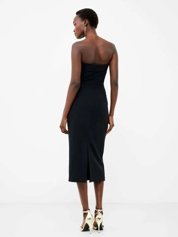French Connection Echo Crepe Bandeau Midi Dress Blackout Women Dresses