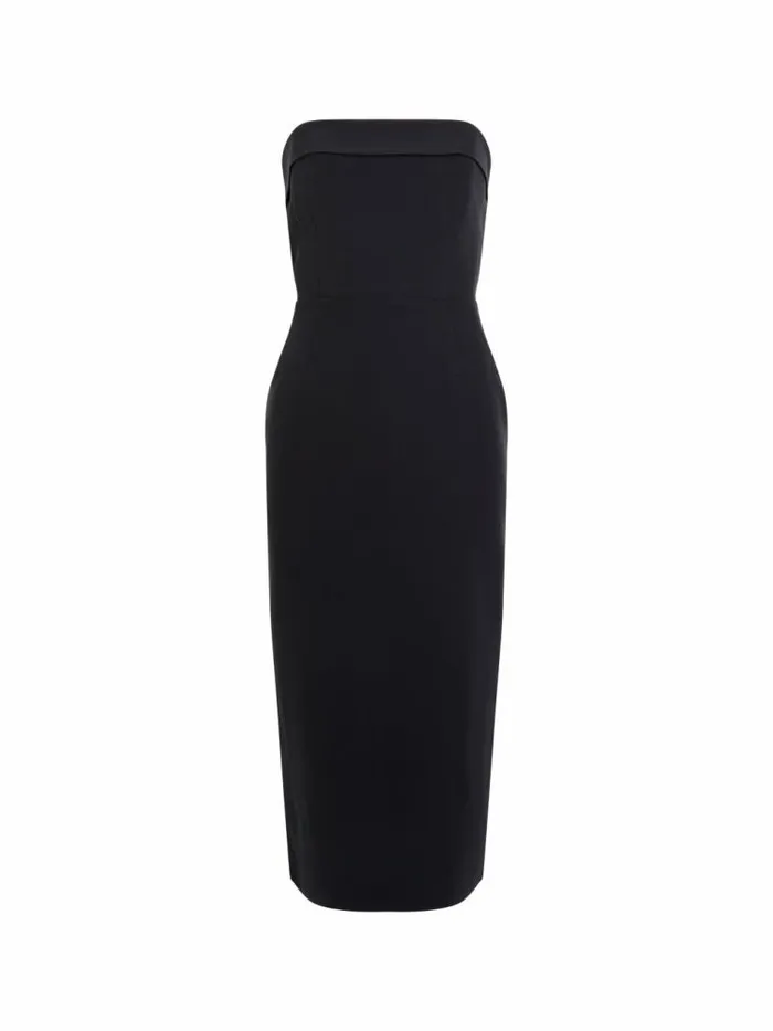 French Connection Echo Crepe Bandeau Midi Dress Blackout Women Dresses