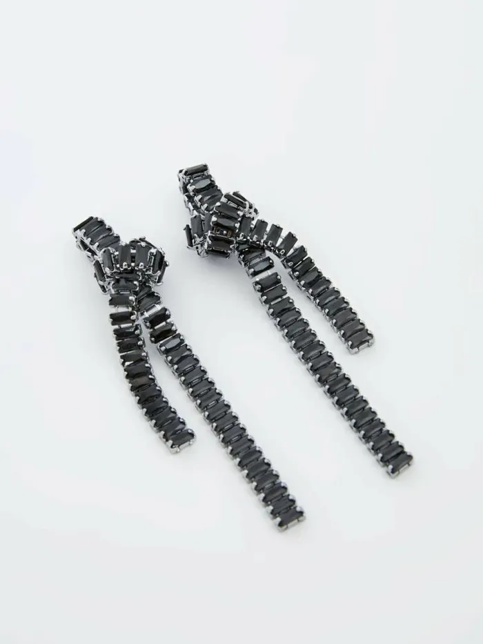 French Connection Elongated Knot Earrings Black Women Jewellery