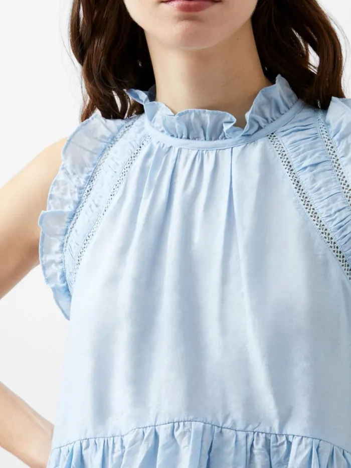 French Connection Emily Frill Top Cashmere Blue Women Tops