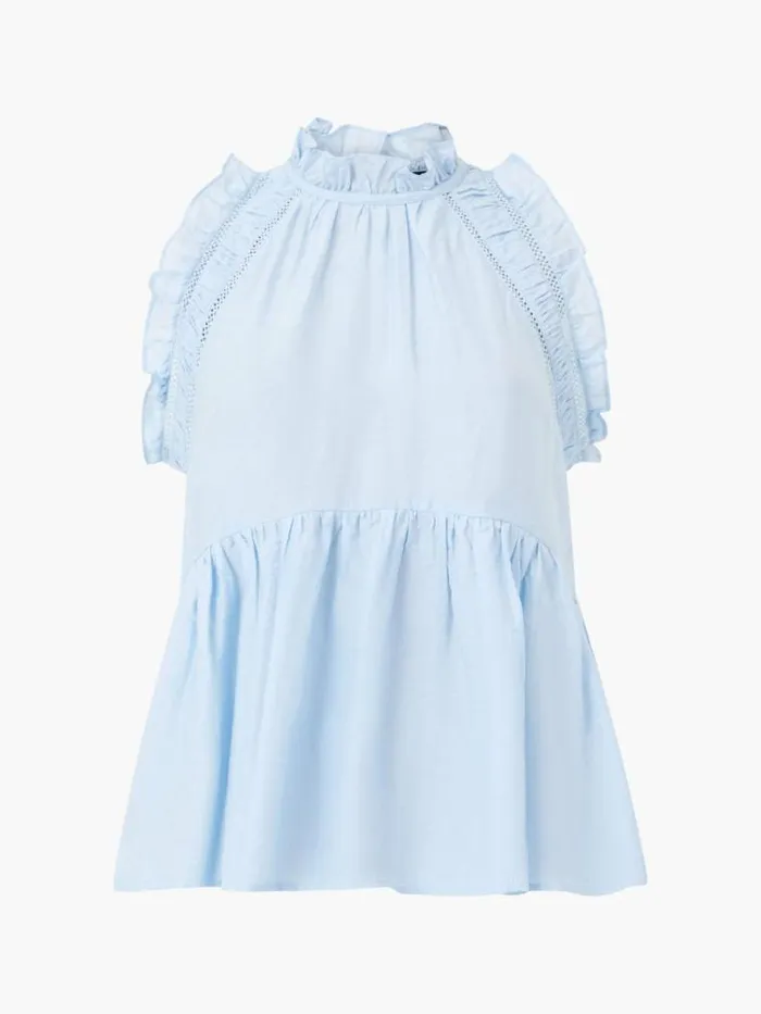 French Connection Emily Frill Top Cashmere Blue Women Tops