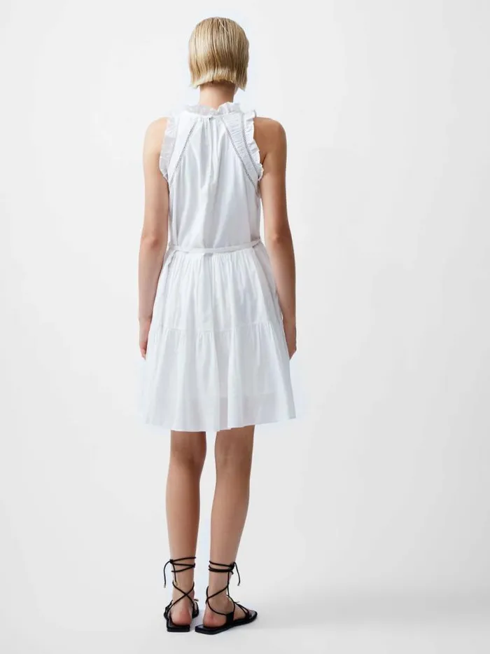 French Connection Emily Tiered Flared Mini Dress Summer White Women Dresses