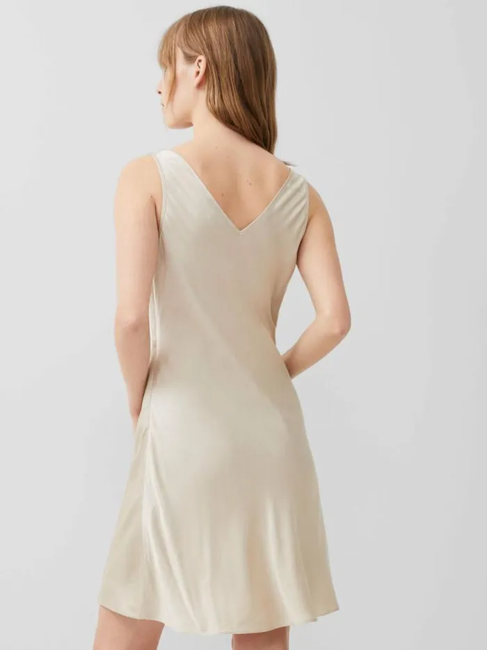 French Connection Ennis Eco Satin Slip Mini Dress Silver Lining Women Dresses