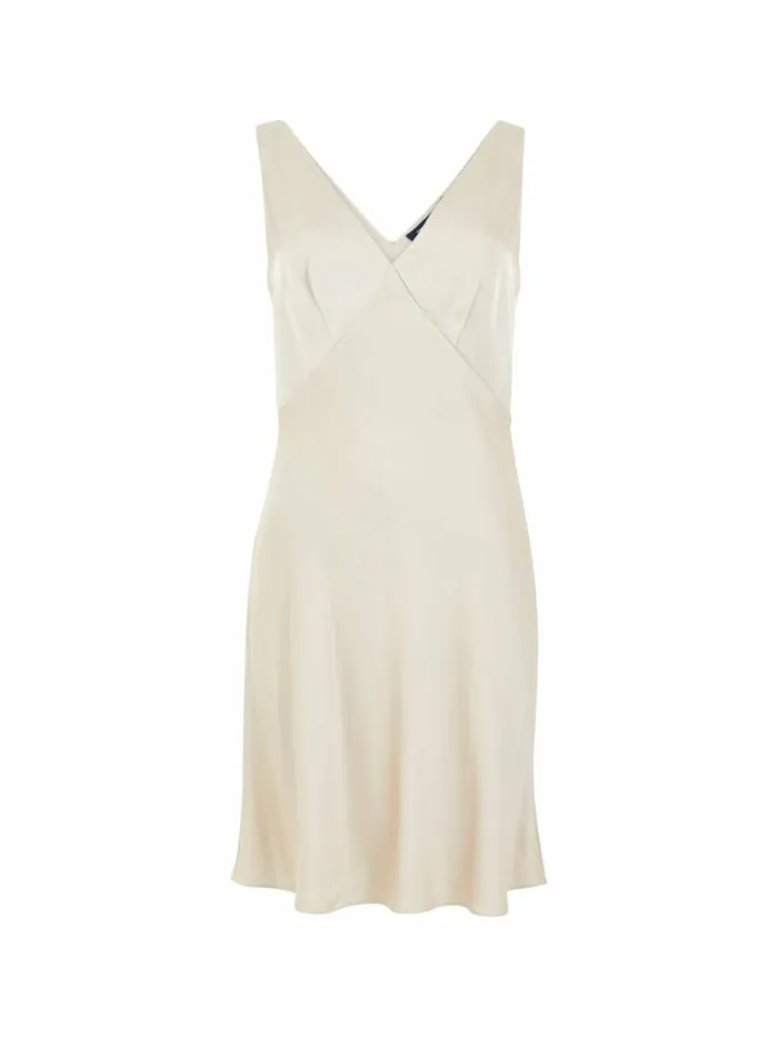 French Connection Ennis Eco Satin Slip Mini Dress Silver Lining Women Dresses