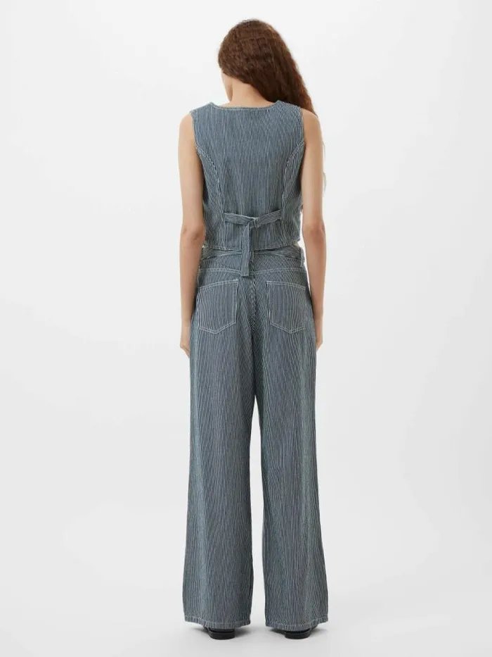 French Connection Everett Stripe Denim Waistcoat Indigowhite Denim Women Tops