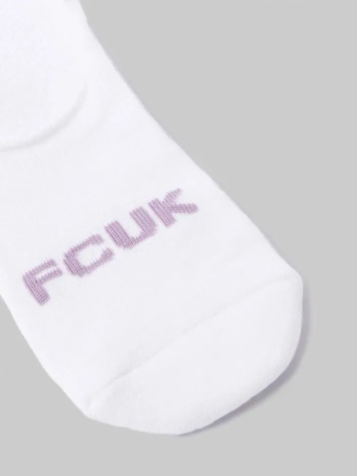 French Connection FCUK 3 Pack Invisible Socks Whitelilacgrey Women Underwear and Socks