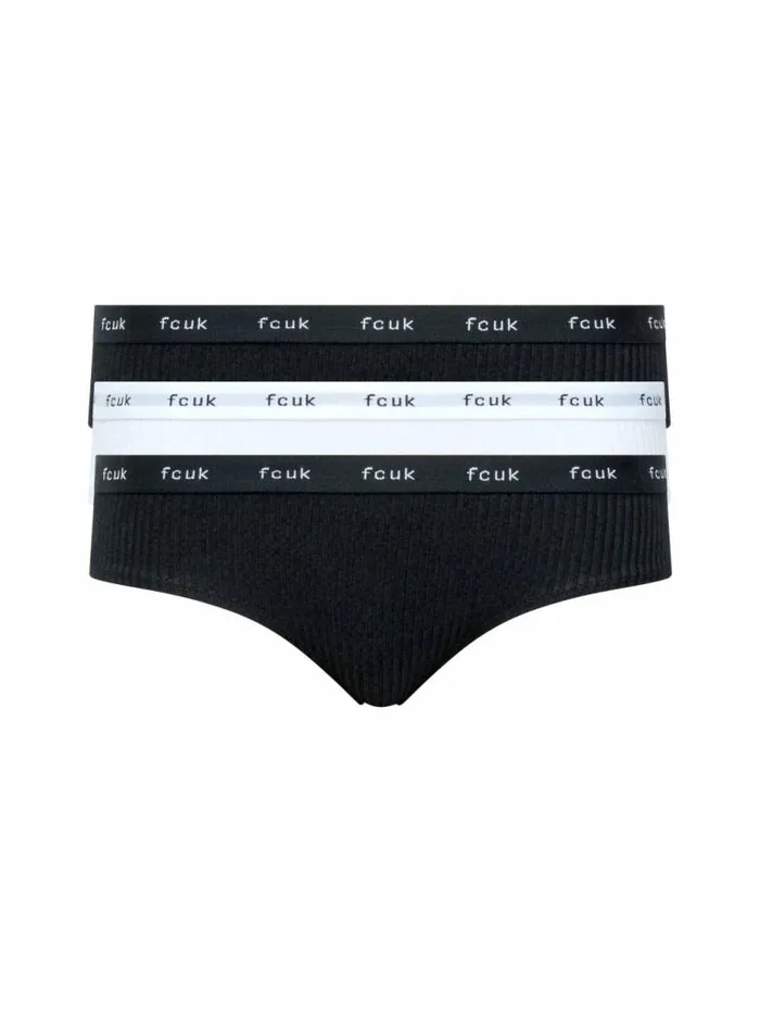 French Connection FCUK 3 Pack Ribbed Briefs Blackwhite Women Underwear and Socks French Connection FCUK 3 Pack Ribbed Briefs Blackwhite Women Underwear and Socks