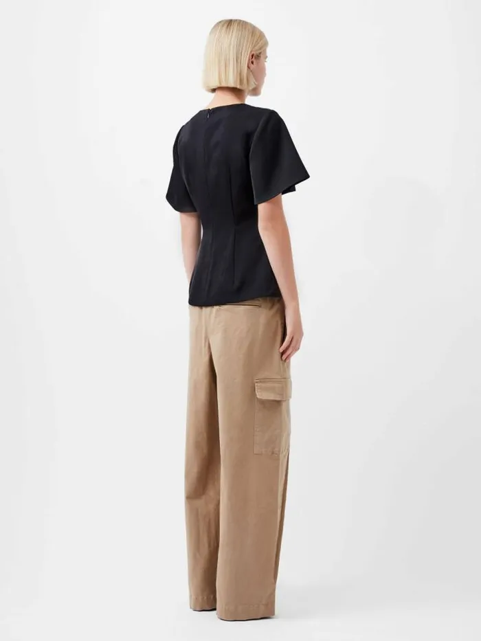 French Connection Fenix Satin Top Blackout Women Tops