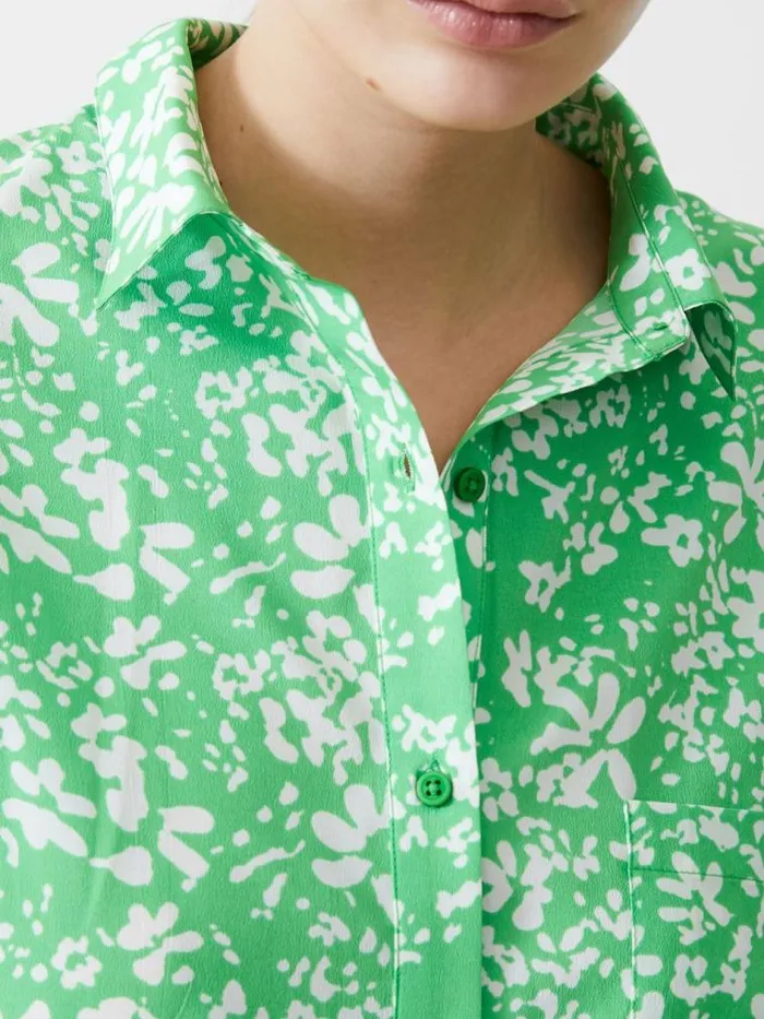 French Connection Florale Twist Crepe Light Shirt Poise Greenwhite Women Tops