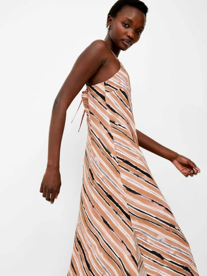 French Connection Gaia Flavia Textured Dress Mocha Mousse Women Dresses