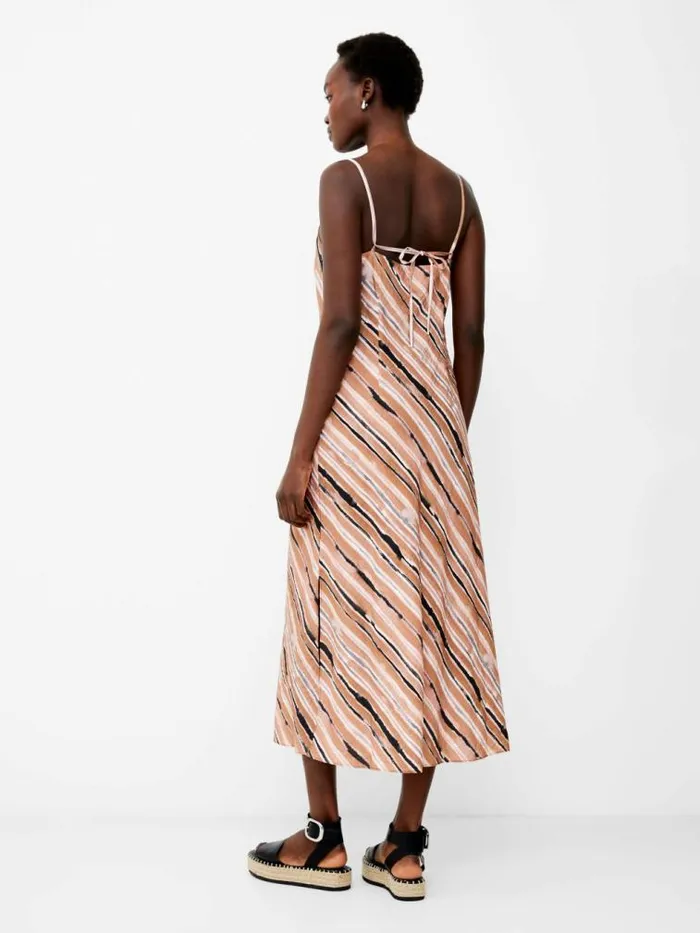 French Connection Gaia Flavia Textured Dress Mocha Mousse Women Dresses