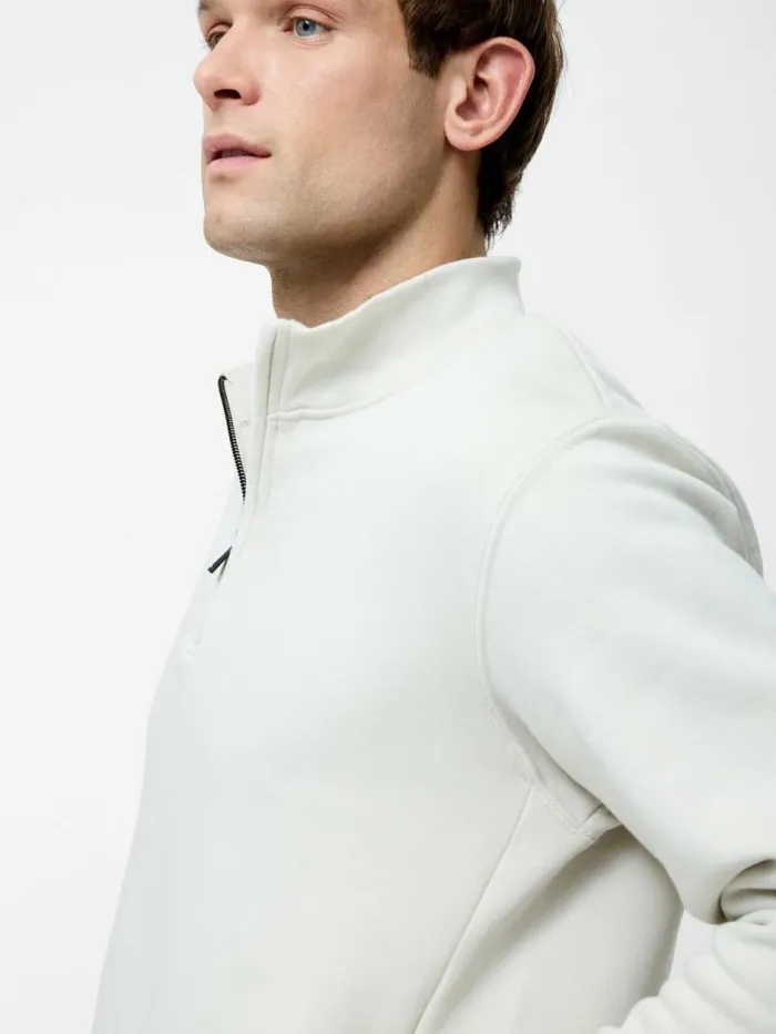 French Connection Half Zip Funnel Neck Sweatshirt Ecru Men Knitwear